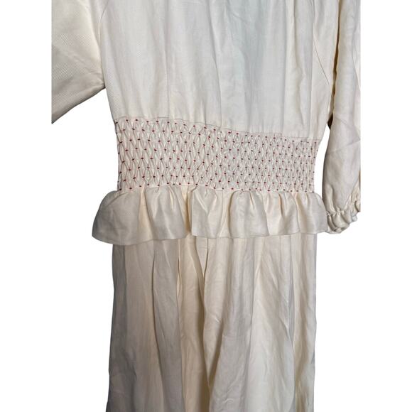 Alejandra Alonso Rojas prairie cream dress silk and linen blend midi - Picture 8 of 8